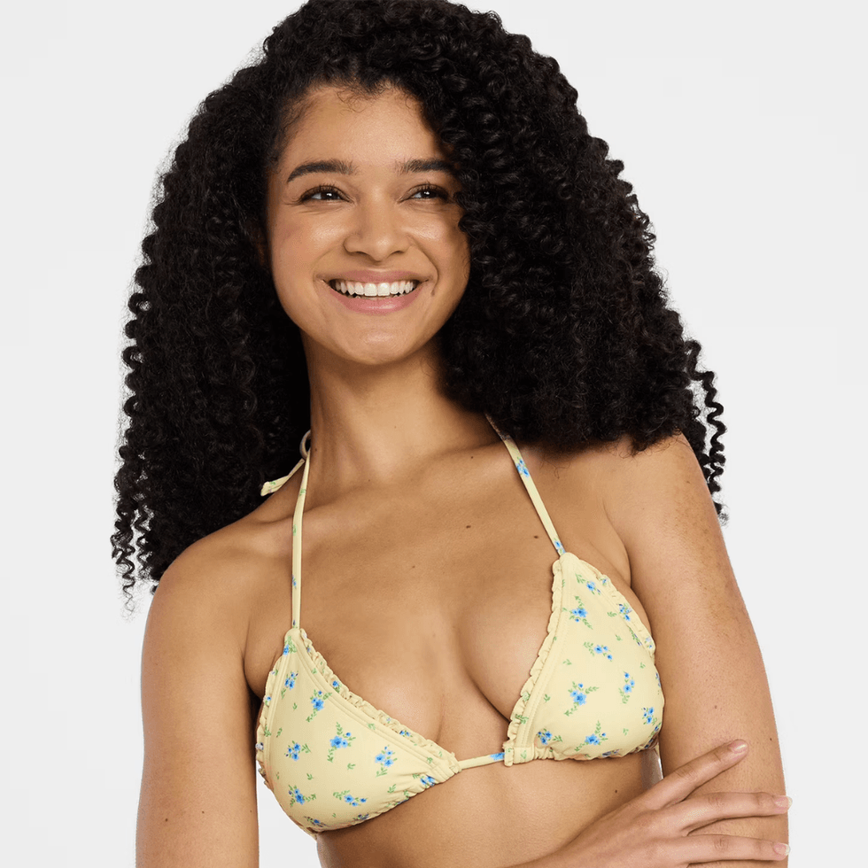 No Boundaries Femme Floral Print Triangle Bikini Top