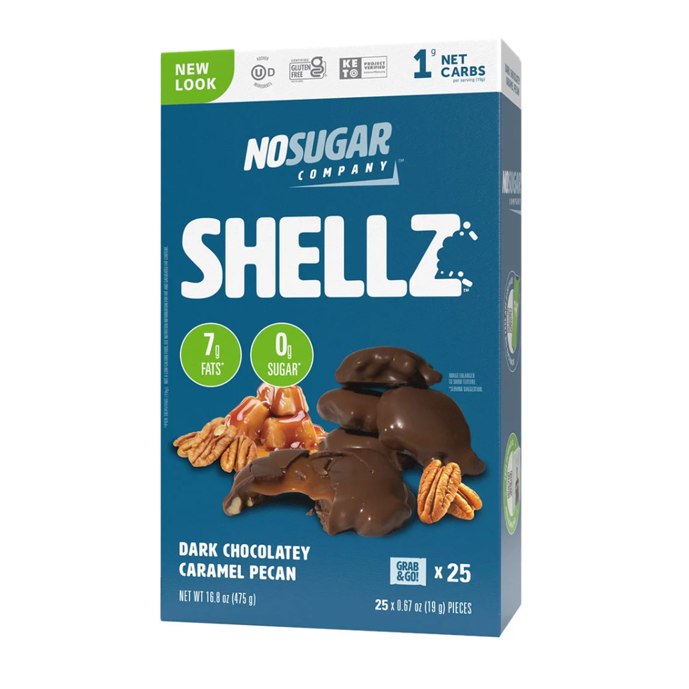 No Sugar Dark Chocolatey Caramel Pecan Shellz