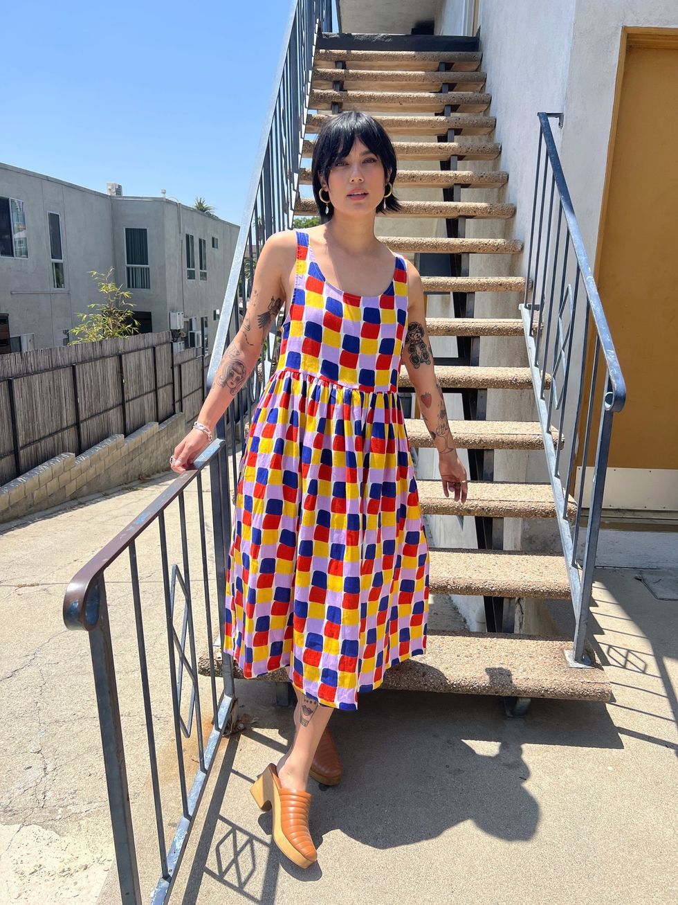 Nooworks Linen Naomi Grid Dress