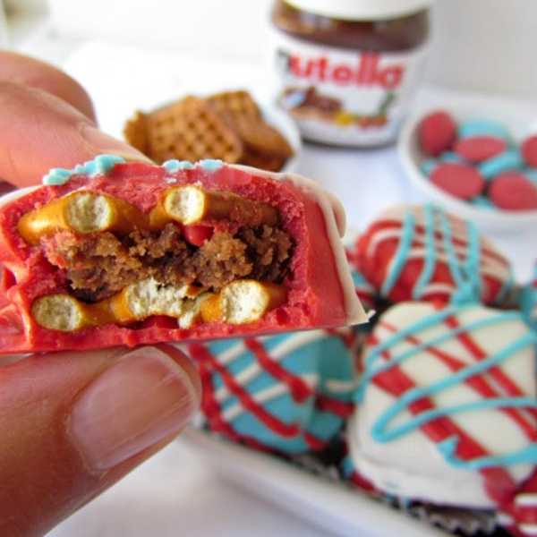 Nutella Cookie Dough Dipped Pretzels