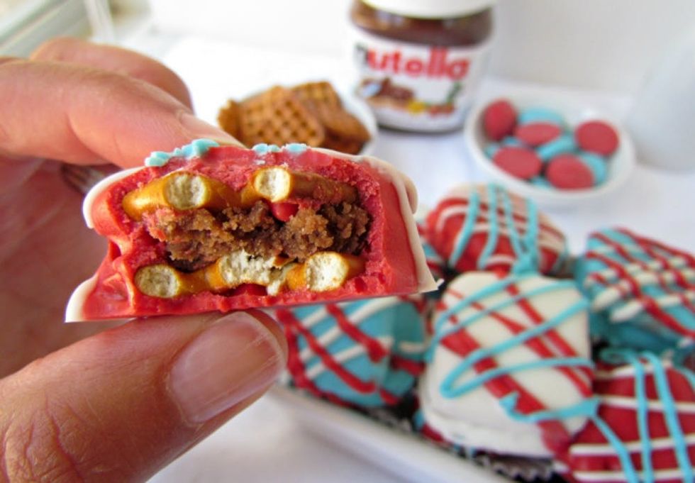 Nutella Cookie Dough Dipped Pretzels