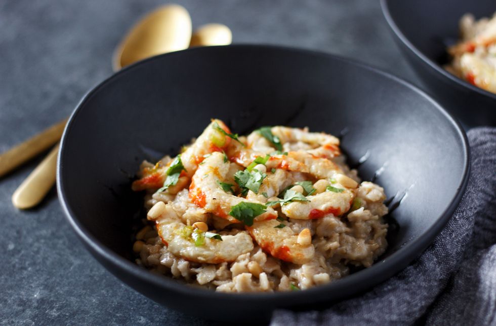 oats with orange blossom shrimp