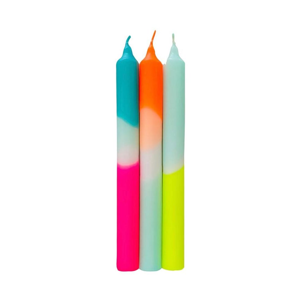 Oh Happy Day Dip Dye Neon Taper Candles