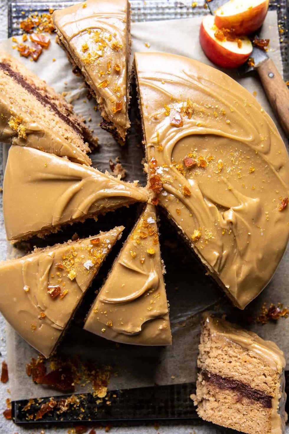 Old Fashioned Caramel Apple Butter Cake with Chocolate Frosting