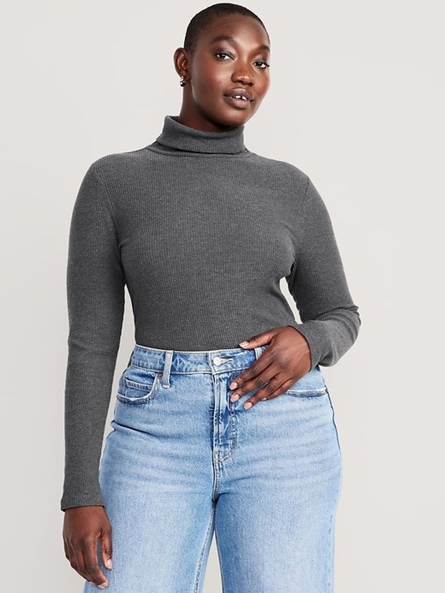 Old Navy Fitted Plush Rib-Knit Turtleneck