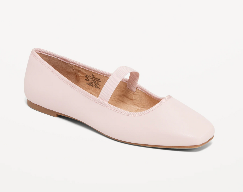Old Navy Mary Jane Square-Toe Ballet Flats in Abalone Pink
