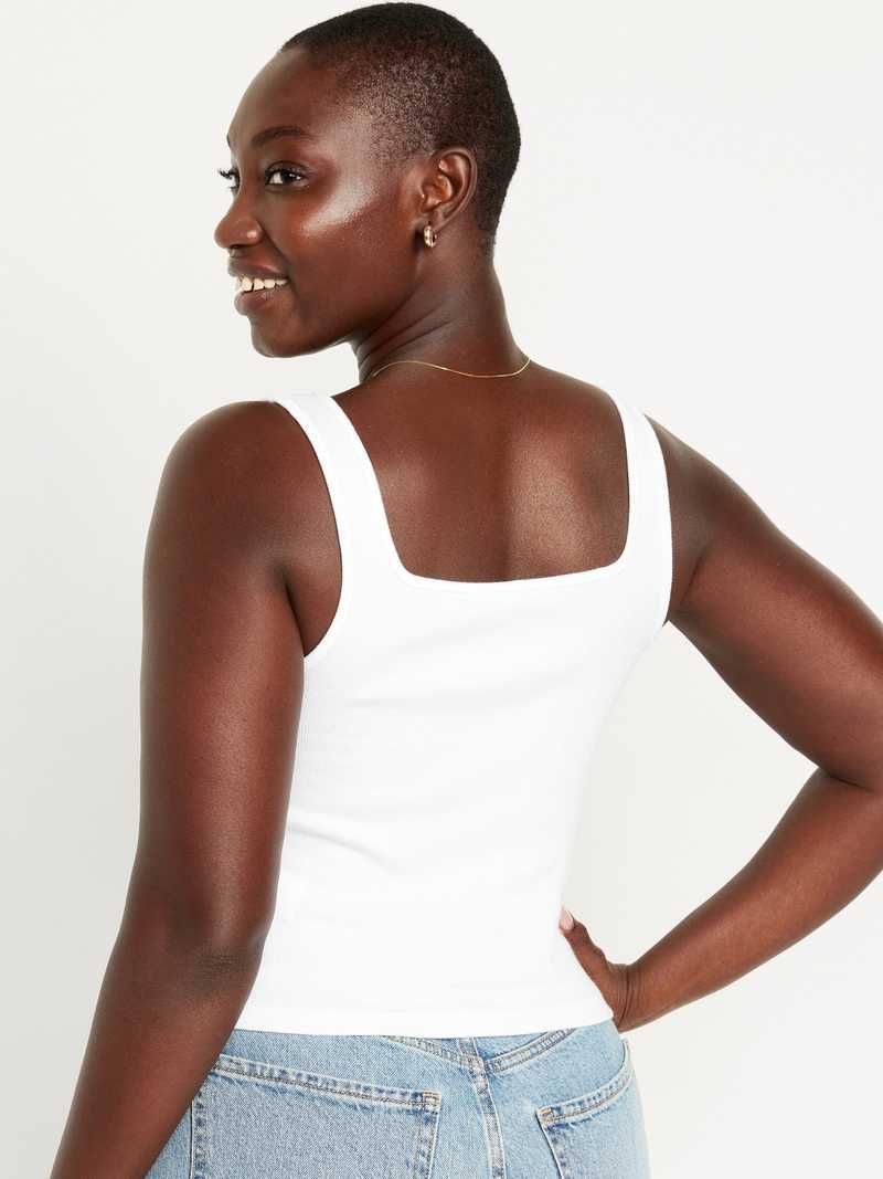 Old Navy White Ribbed Knit Tank Top Cami – Fitted, Plus Sizes XXL 2X 3X 4X, New With Tags