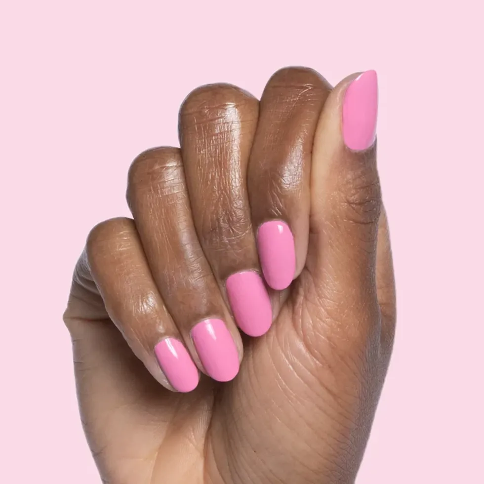 olive and june pink nail polish in shade 'taffy'