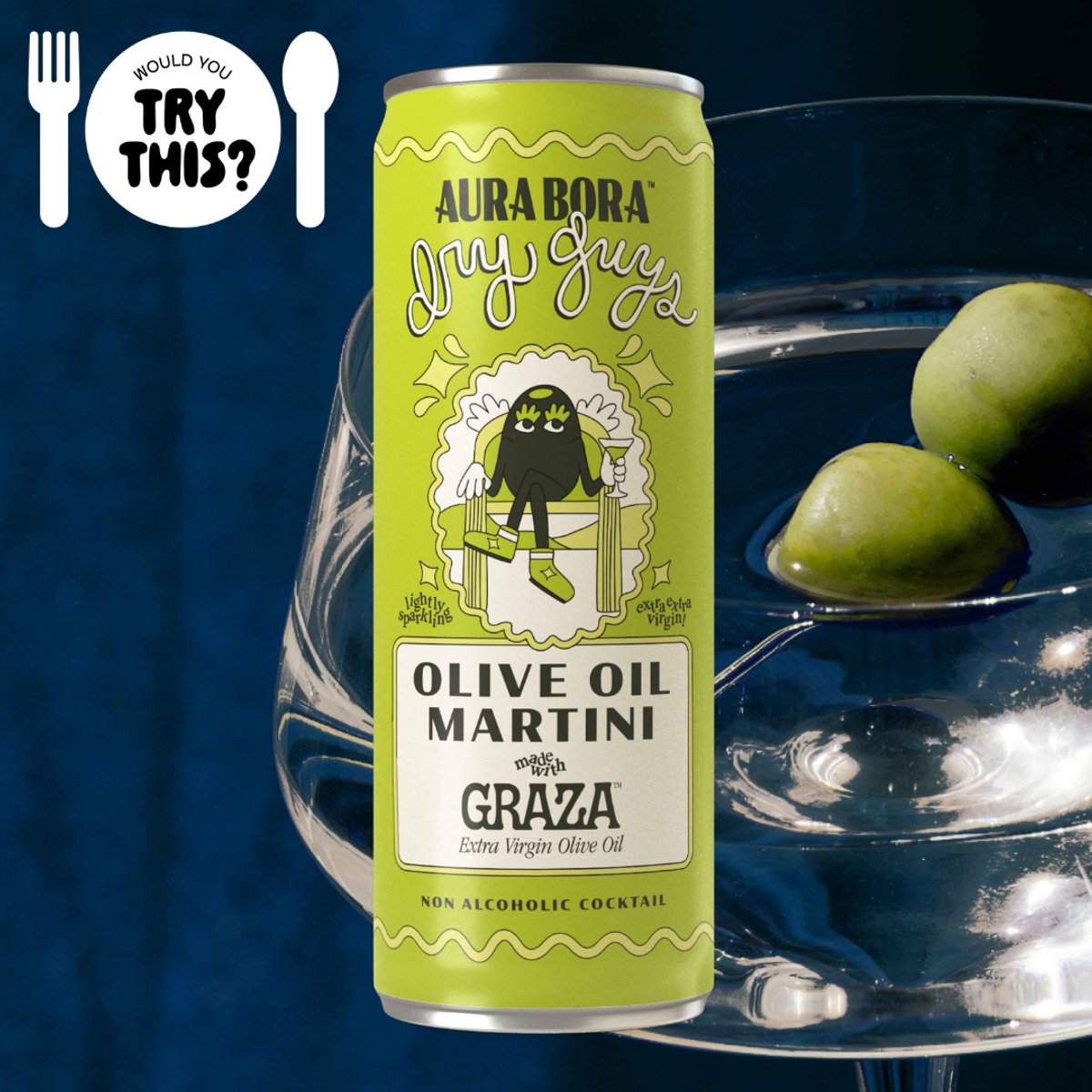olive oil martini from aura bora and graza