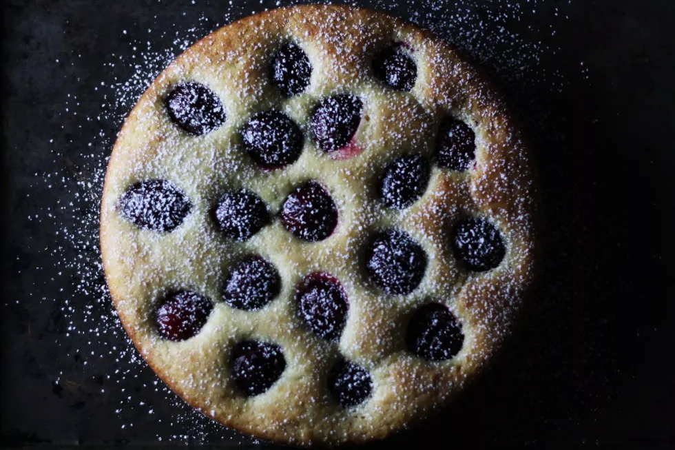 olive oil ricotta cake with plums