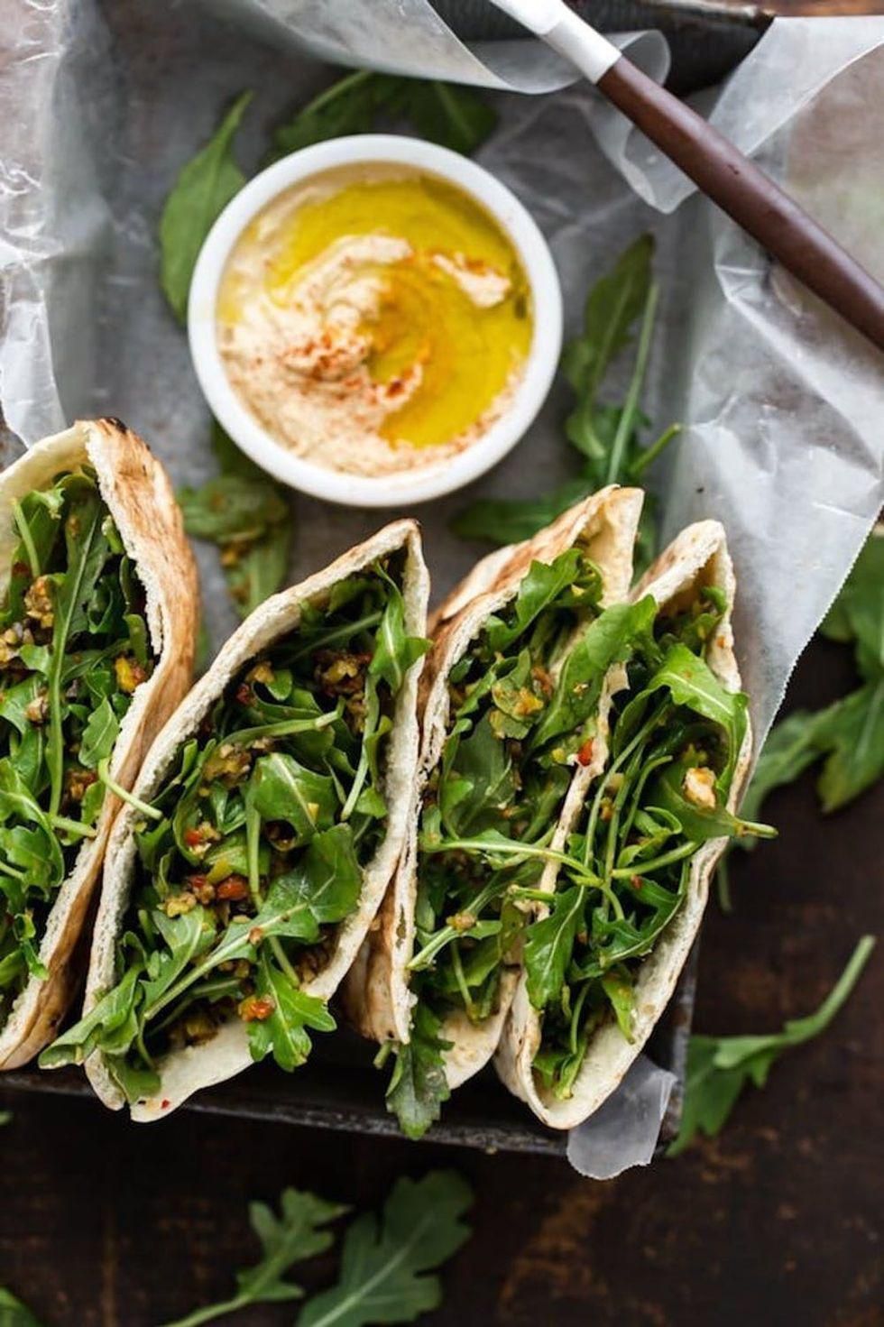 Olive Tapenade and Hummus-Stuffed Pita