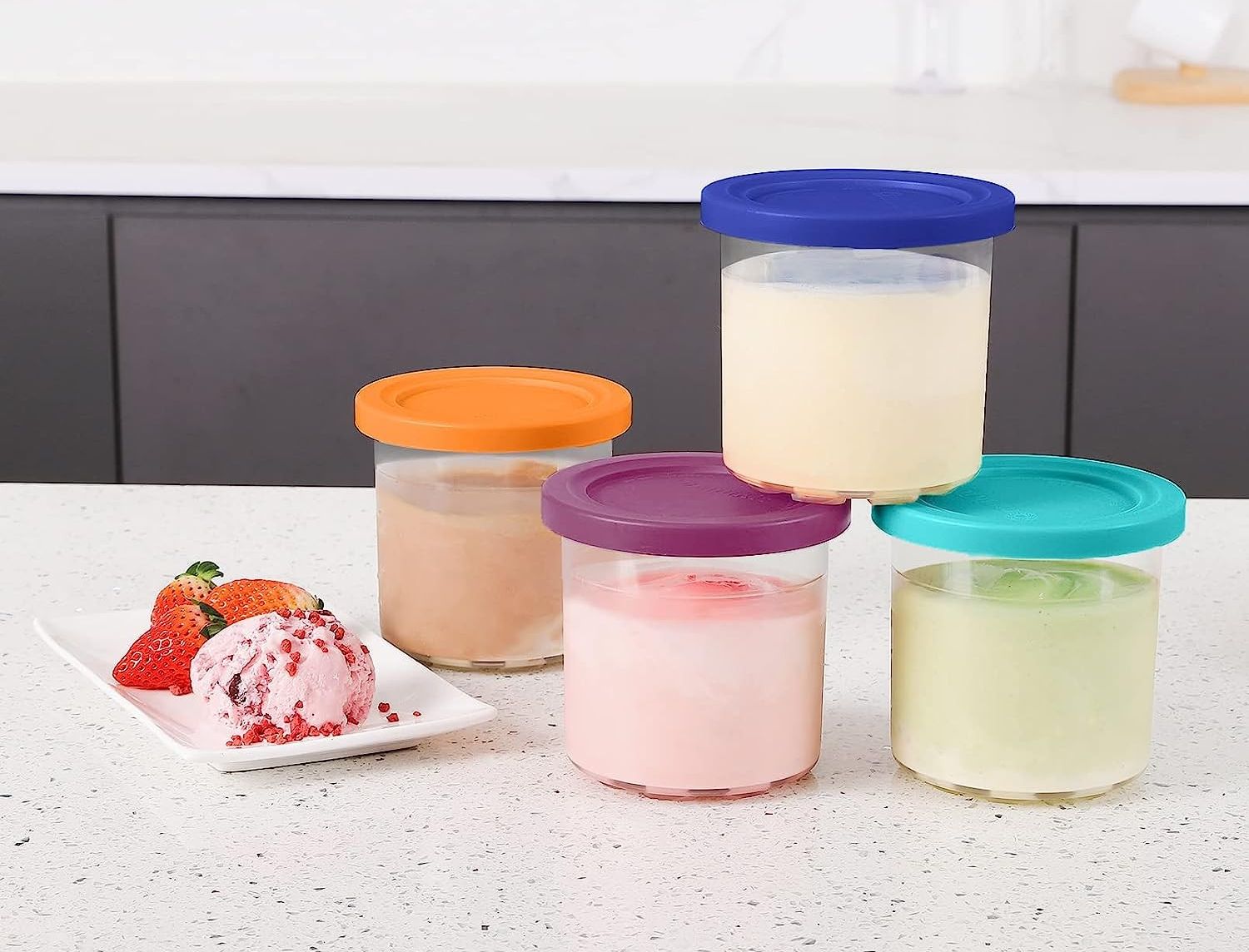 Omnikit 4-Pack Containers Replacement for Ninja Creami Pints and Lids