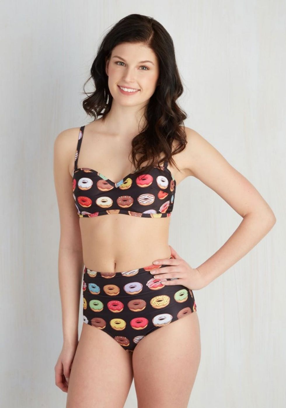 On a Tide Note Swimsuit Top in Donuts