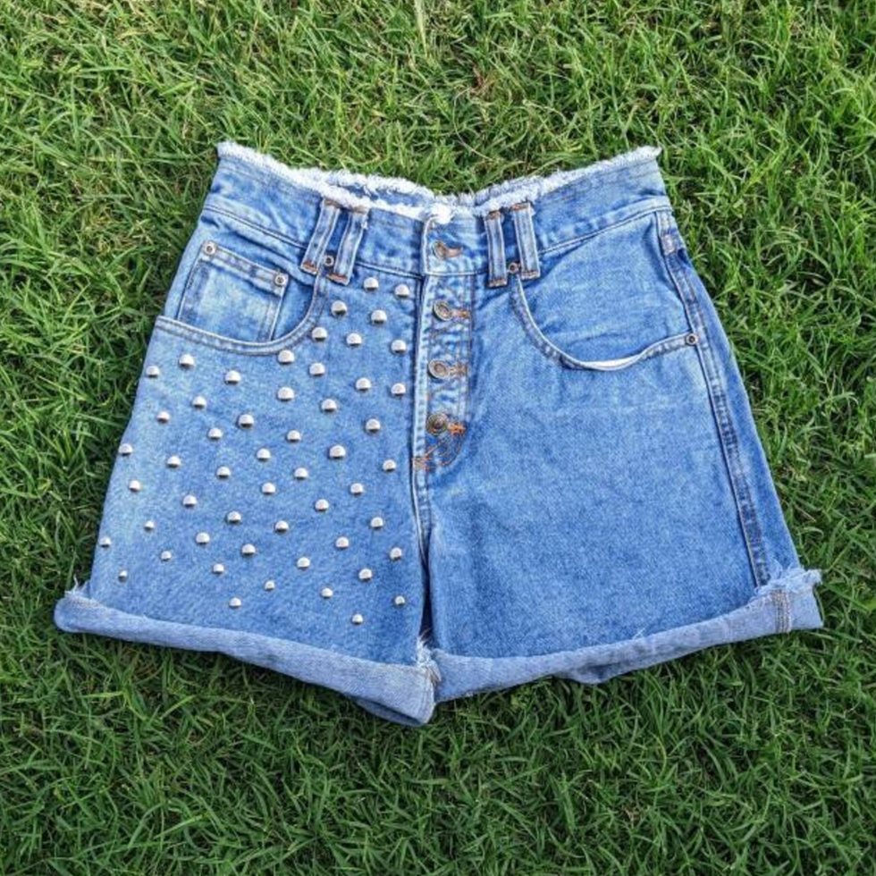 One Of A Kind High Waisted Studded Shorts