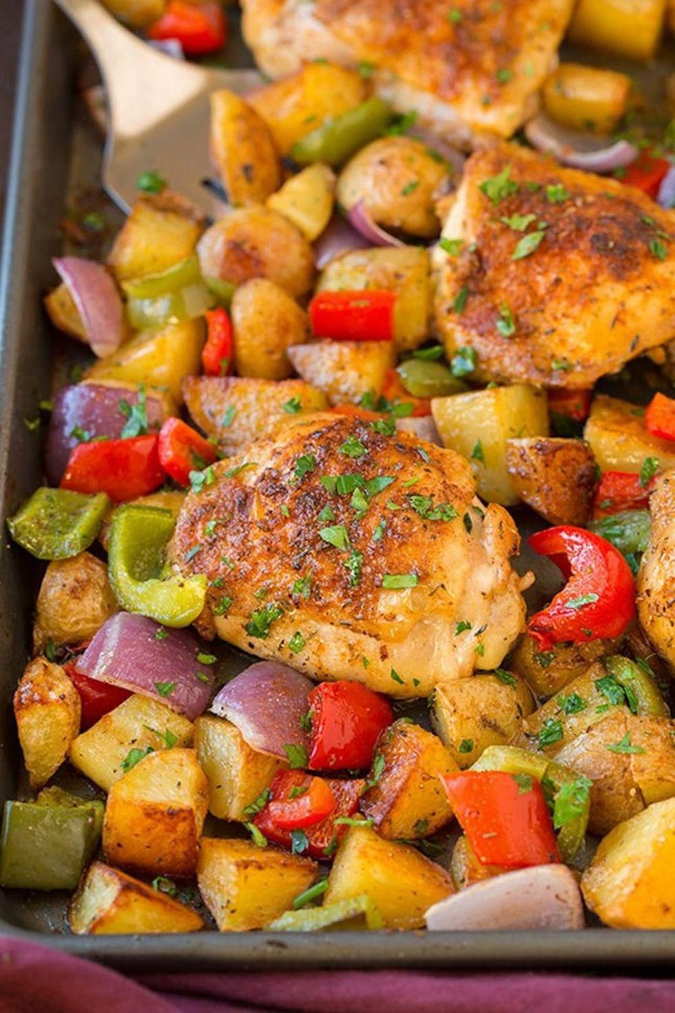 One Pan Cajun Chicken Dinner