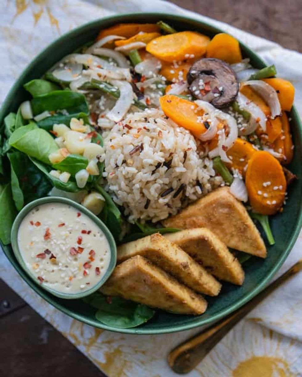 One-Pan Tofu Veggie Bowl