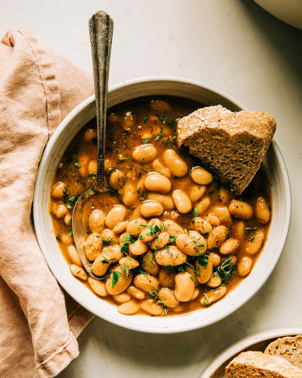 One Pot Brothy Beans with Herbs + Lemon