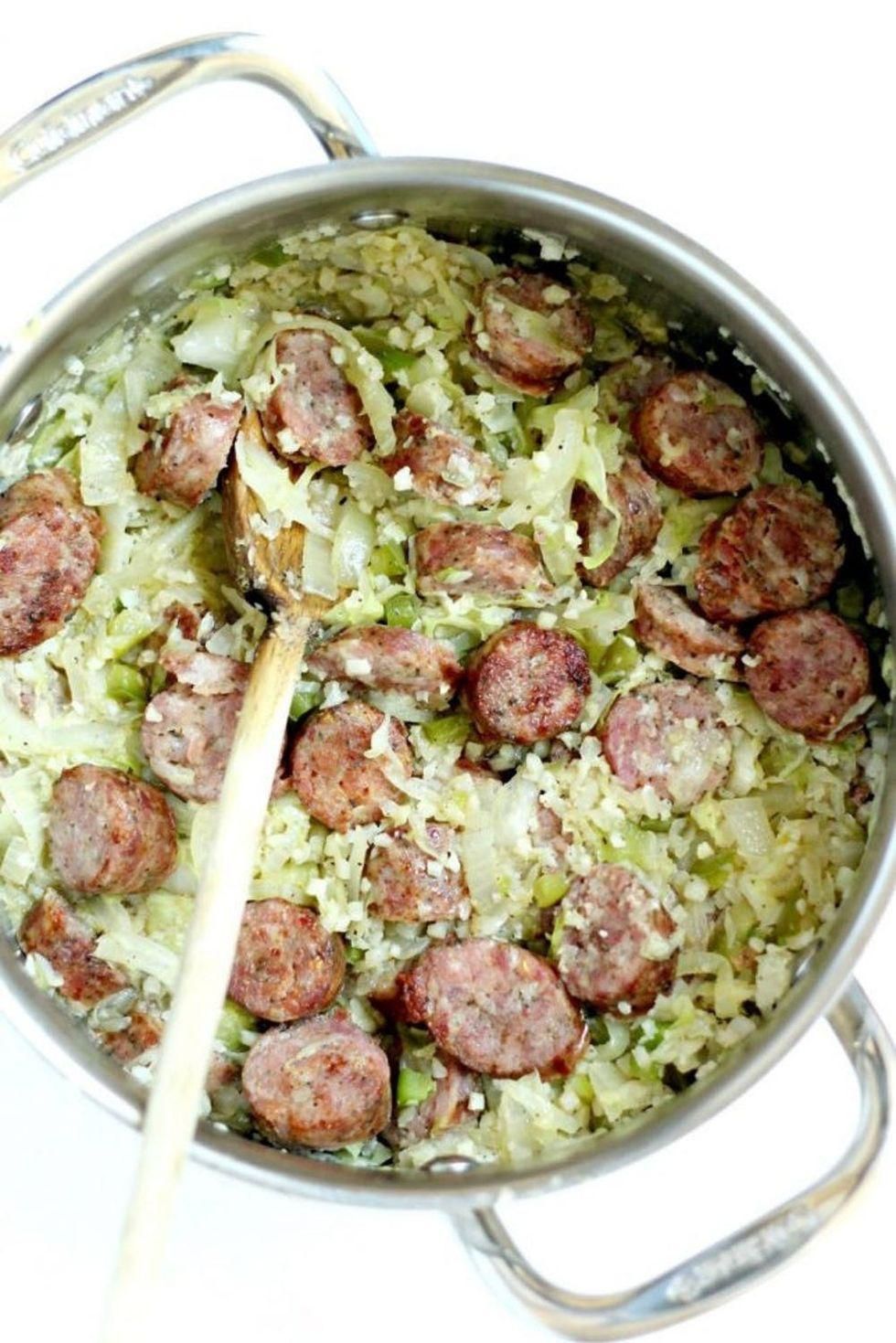 One Pot Cabbage and Sausage paleo lunch