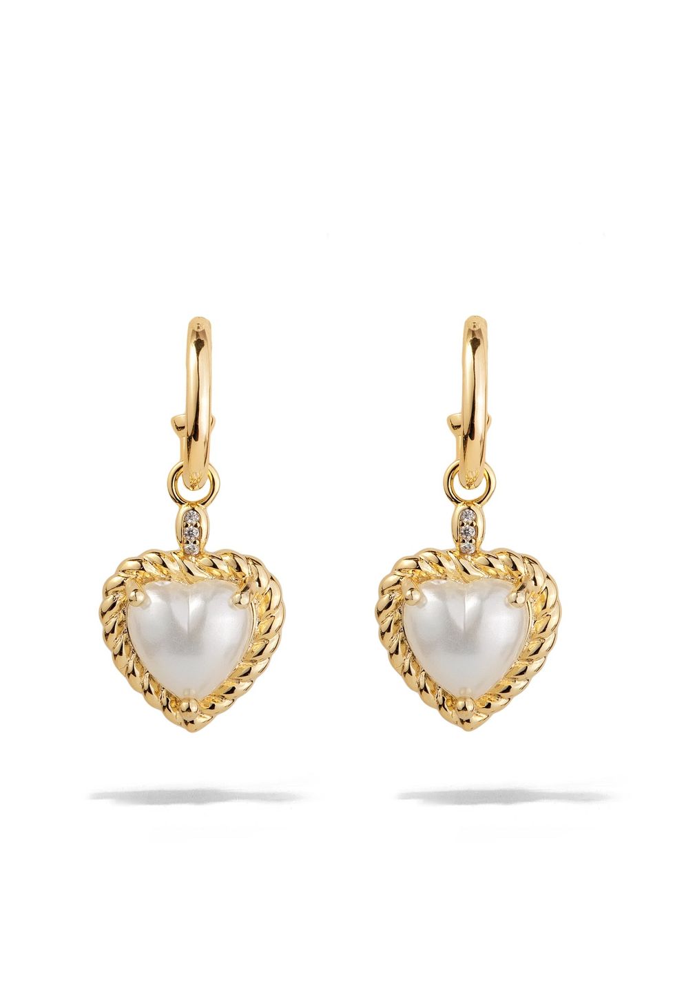 Oomiay Vintage Pearl Heart Earrings