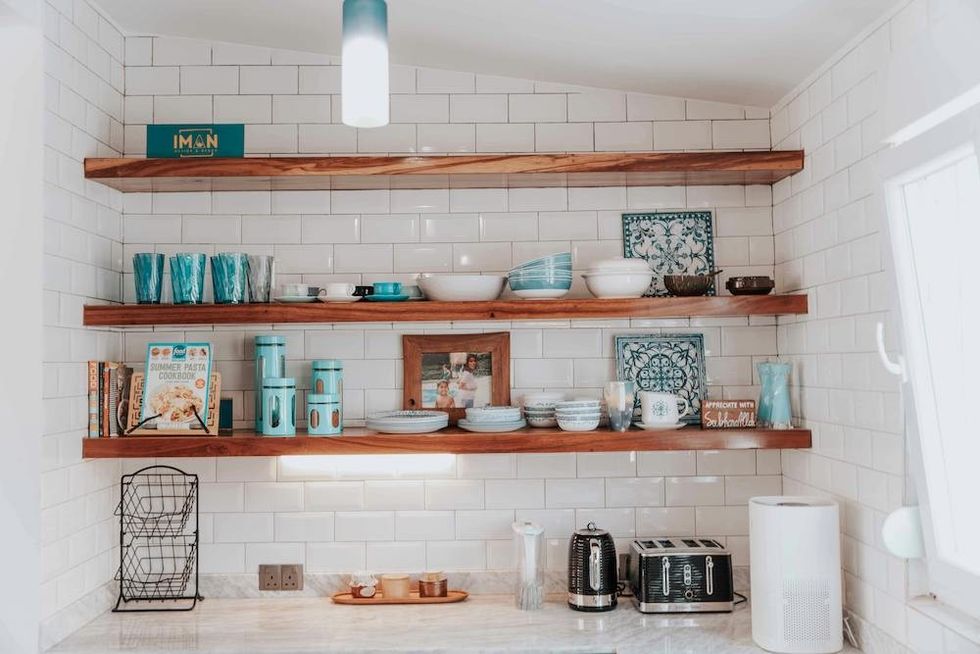 open kitchen shelving