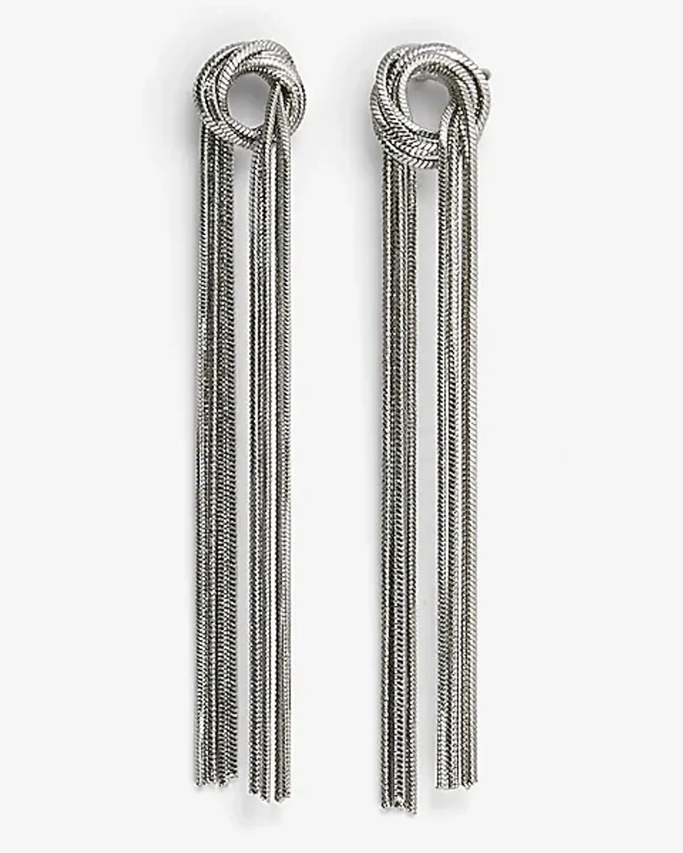 Open Knot Fringe Drop Earrings