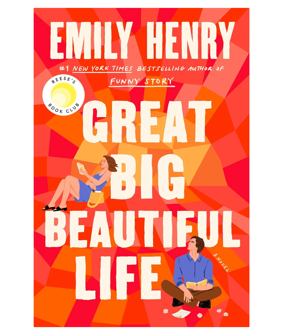 Orange book cover with title "Great Big Beautiful Life" by Emily Henry.