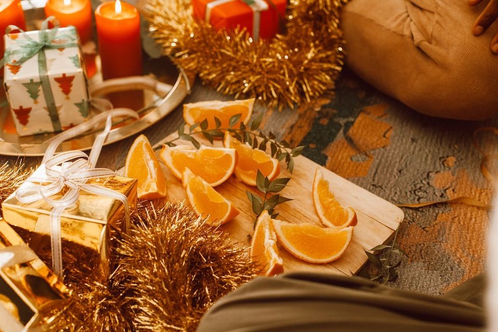 orange garland tinsel