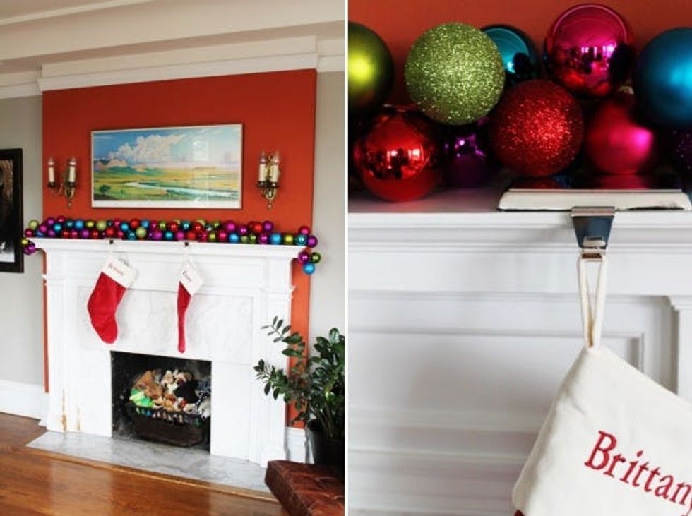Ornament garland for the fireplace mantel