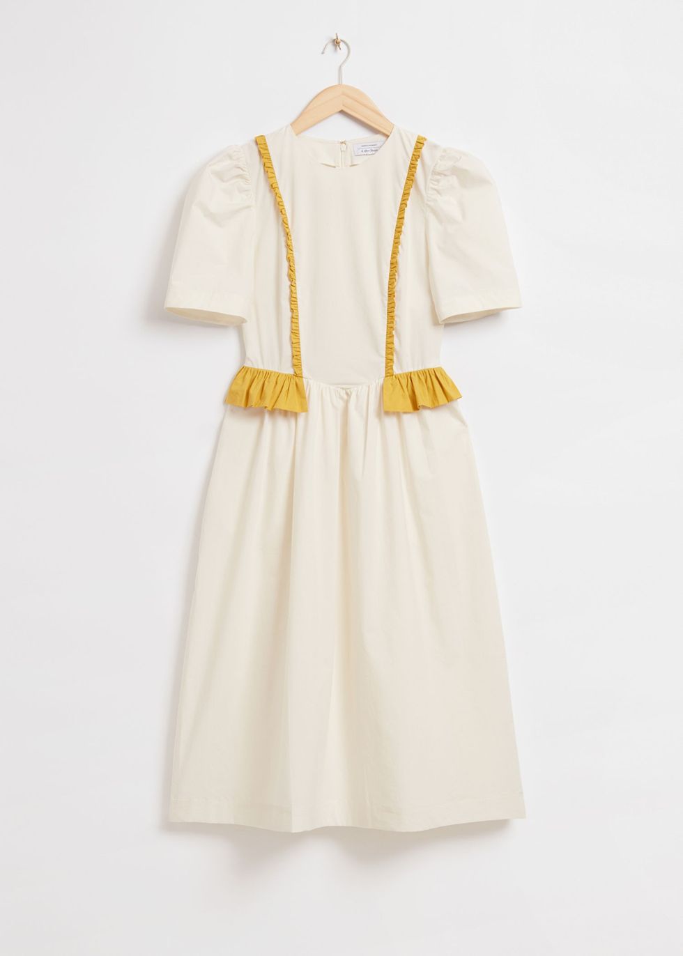 & Other Stories Contrast Frill Detail Midi Dress