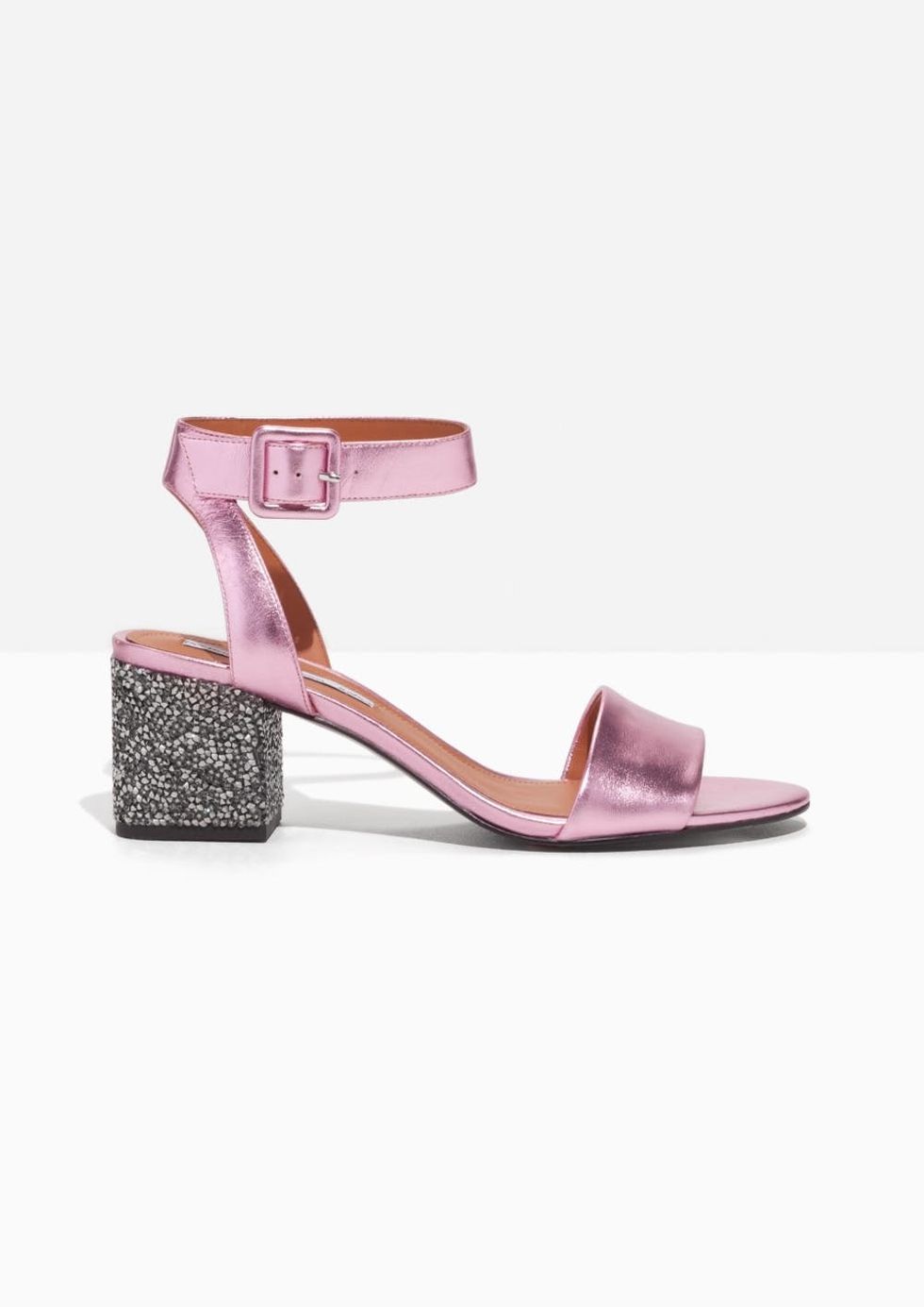 & Other Stories Leather Metallic Sandalette