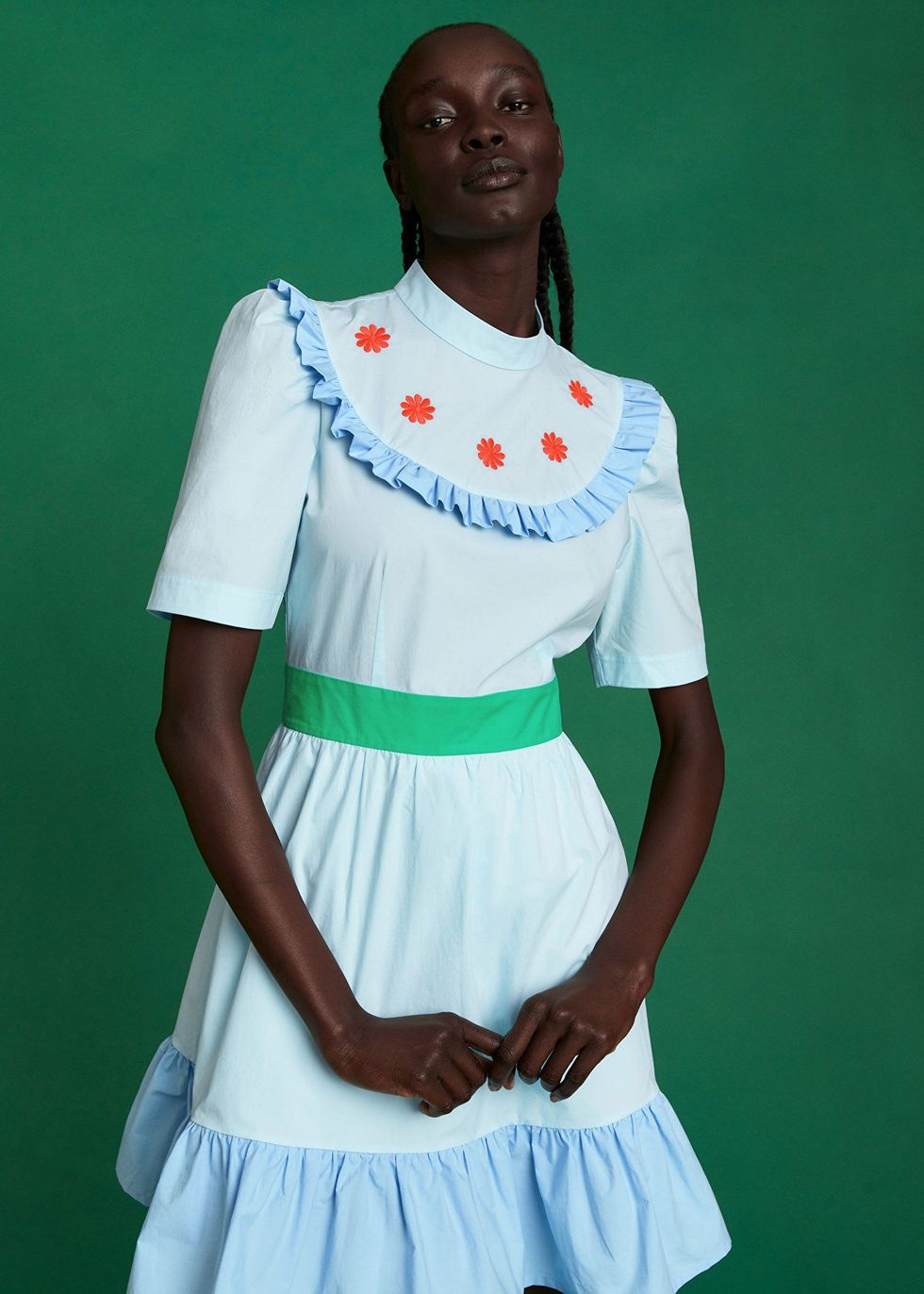 & Other Stories x Sindiso Khumalo Embroidered Ruffle Mini Dress