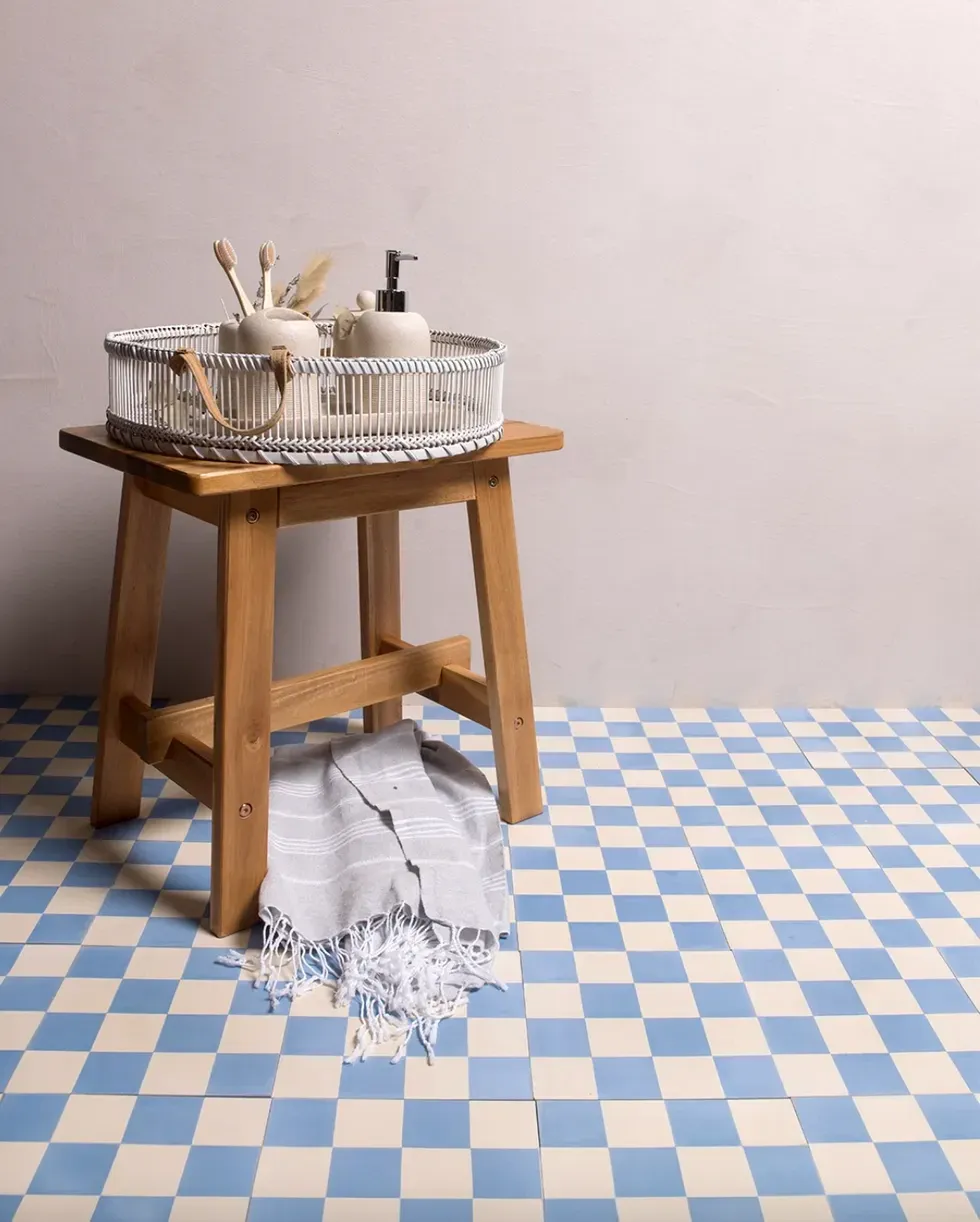Otto Blue Checkers Cement Tile