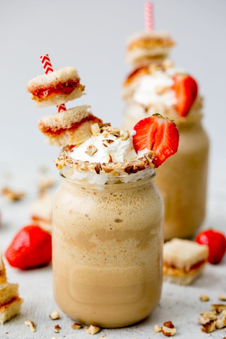 Peanut Butter Cookie Shot Glasses With Spiked PB&J Milk