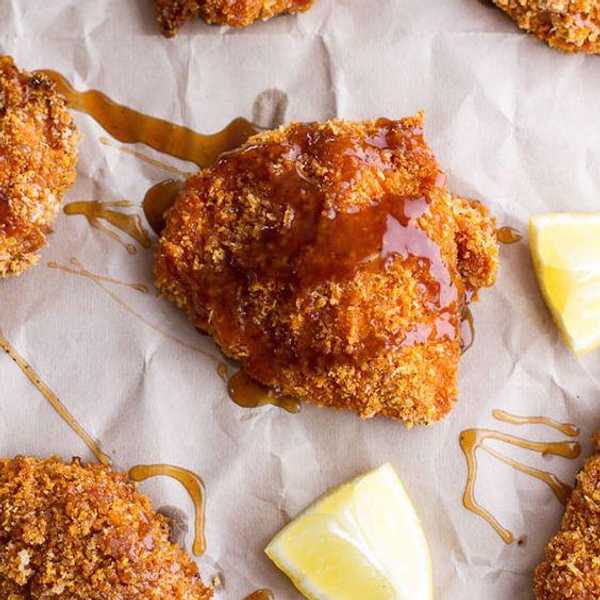 Oven-Fried Southern Chicken With Sweet Honey Bourbon Sauce