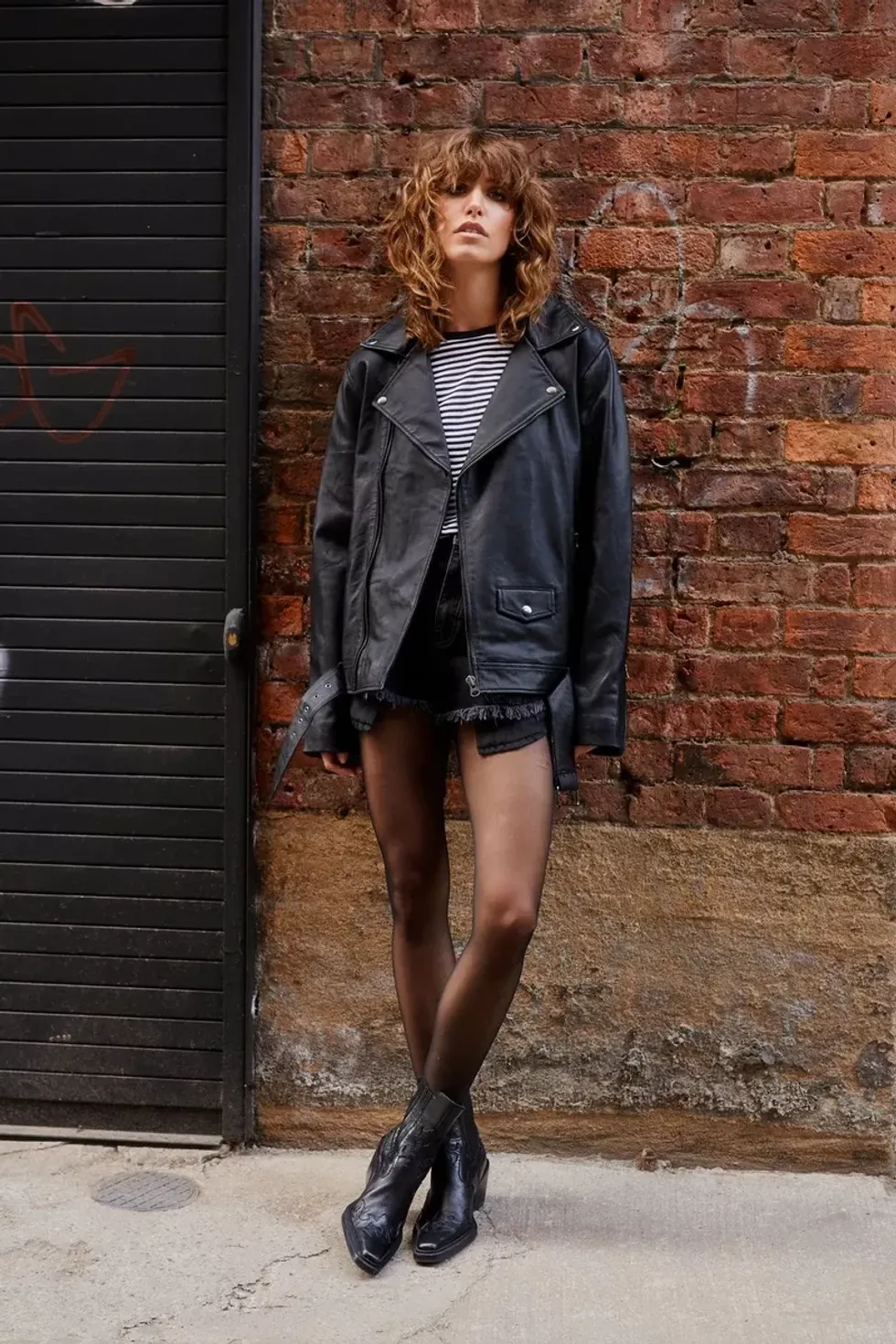 oversized boyfriend leather jacket