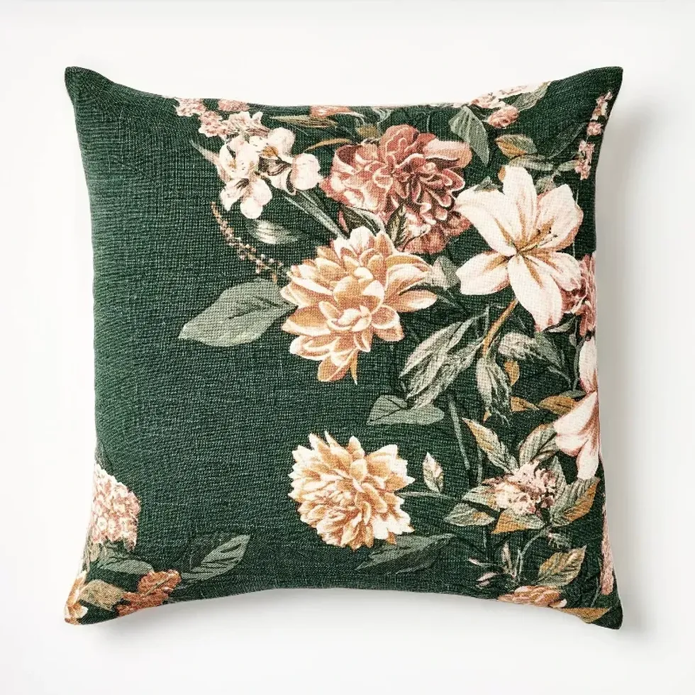 Oversized Printed Floral Square Throw Pillow