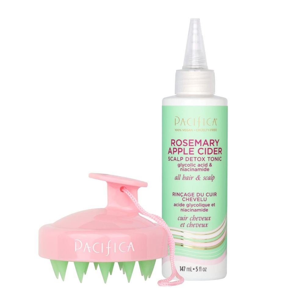 Pacifica Beauty Rosemary Apple Cider Scalp Detox Tonic + Clarifying Shampoo Scalp Massage Brush Duo