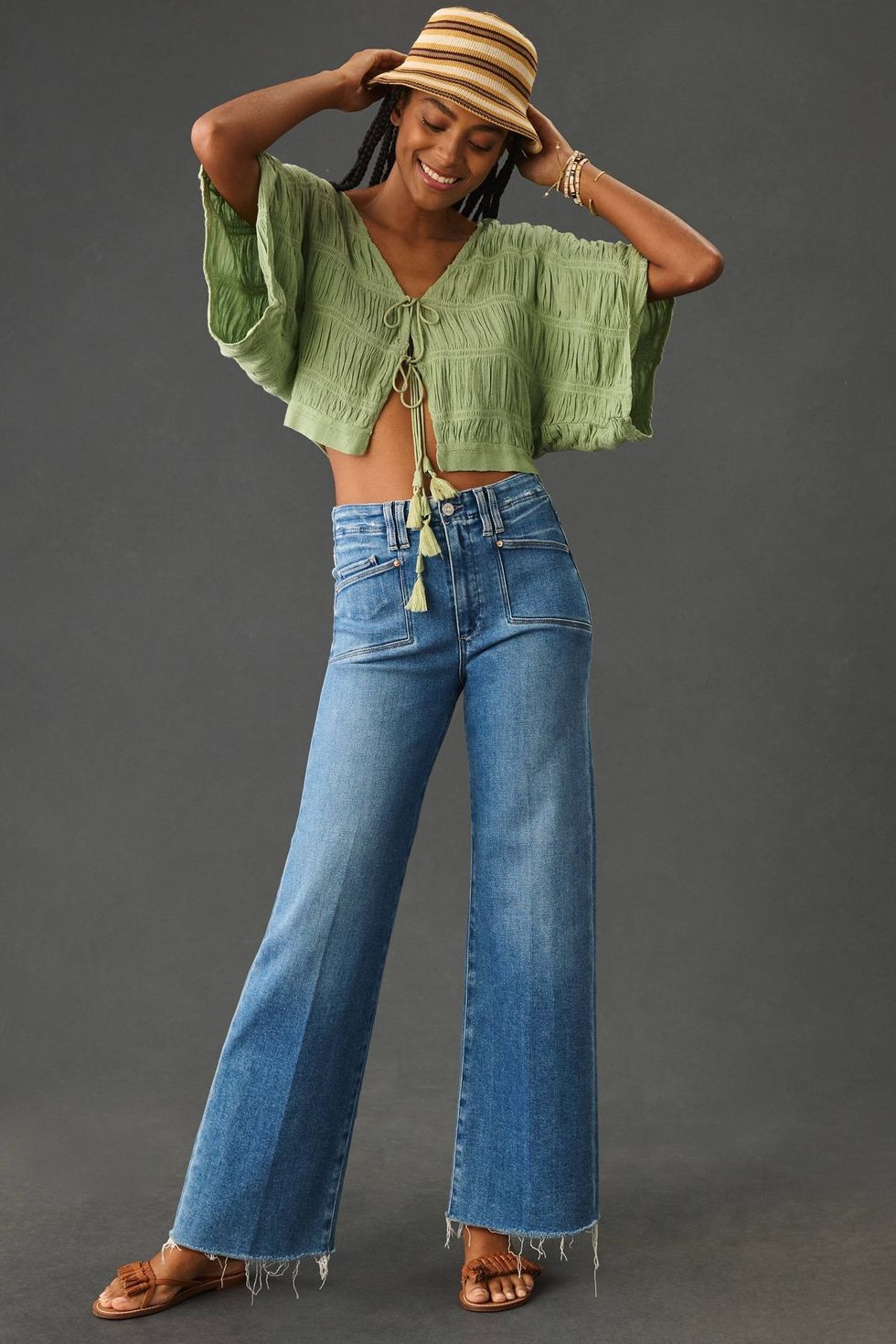 Paige Anessa High-Rise Wide-Leg Crop Jeans