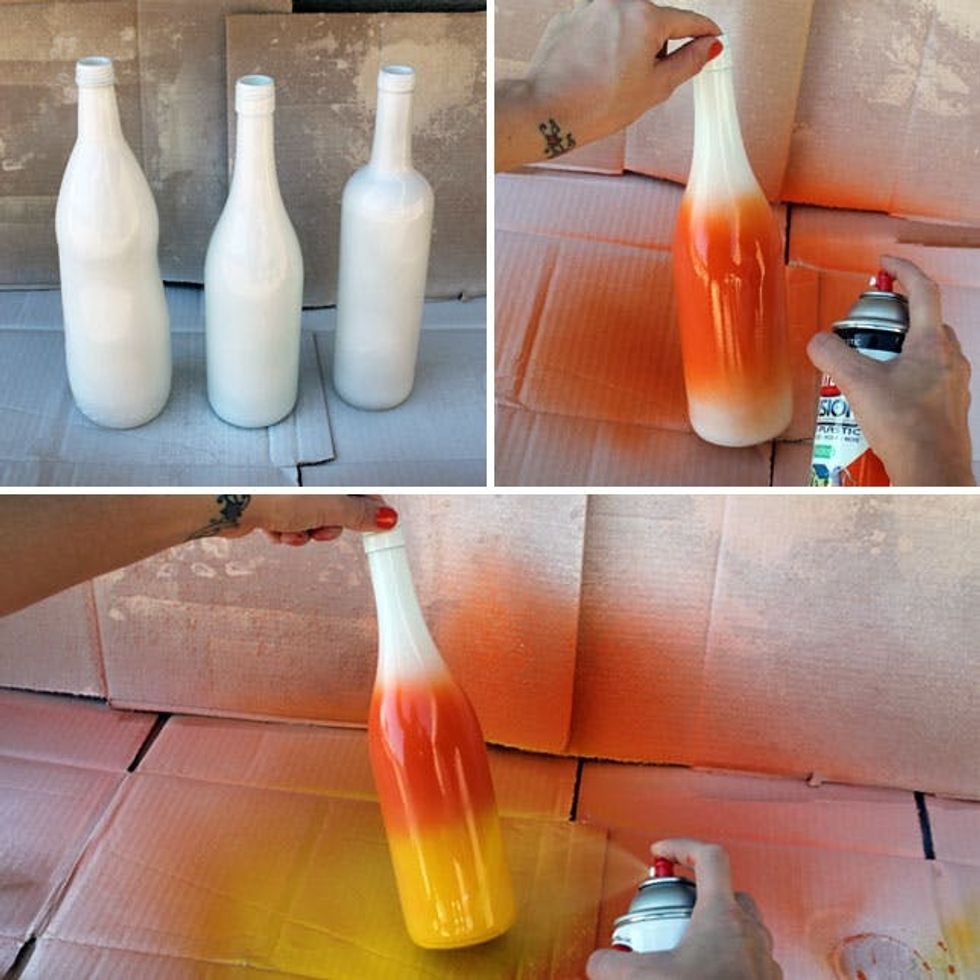 Paint White, then orange, then yellow for the candy corn ombre effect.