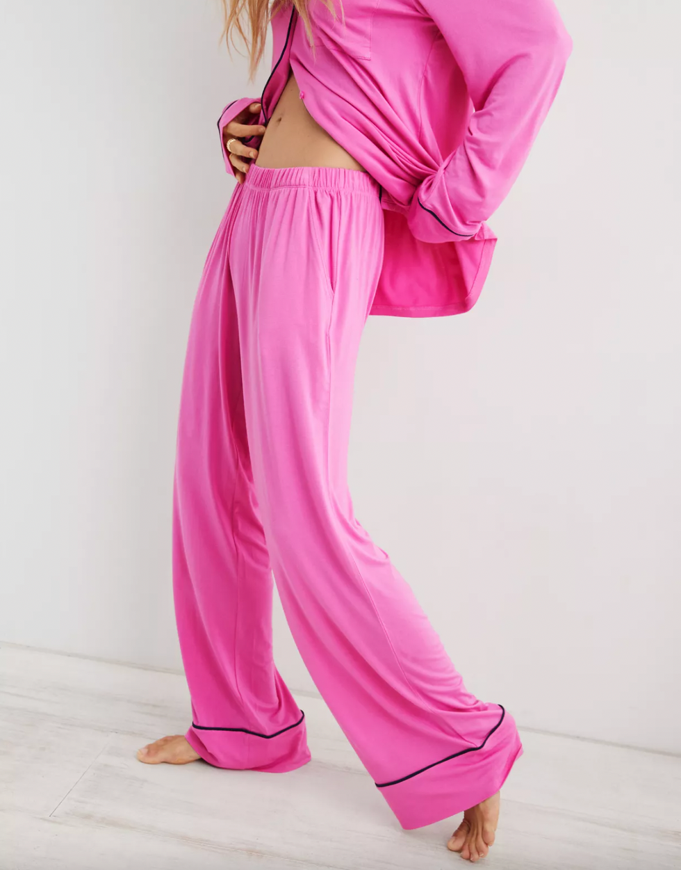 Women 3-Piece Classic Silk Pajamas Set - Navy, NOT JUST PAJAMA