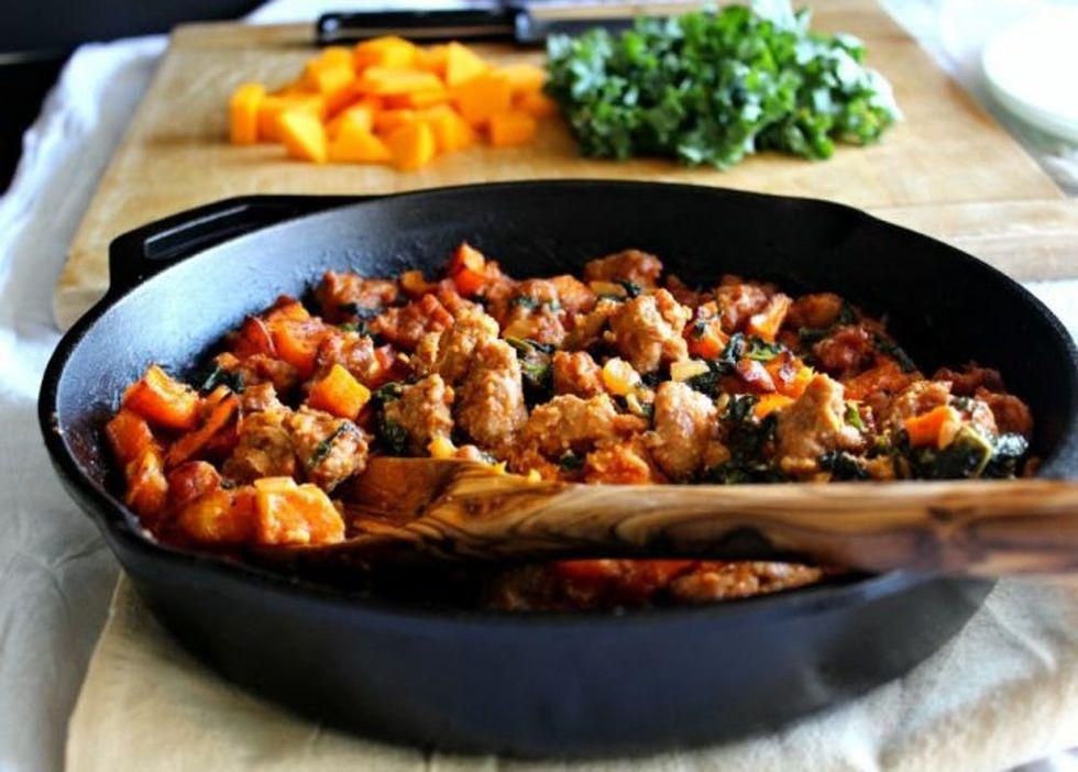 Paleo Butternut Sausage Bake With Kale