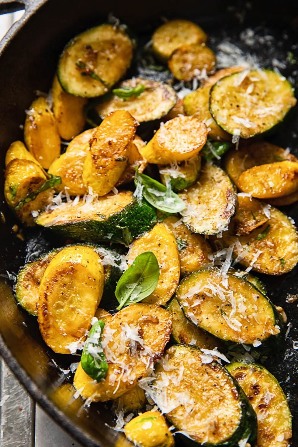 Pan Fried Zucchini with Basil and Pecorino