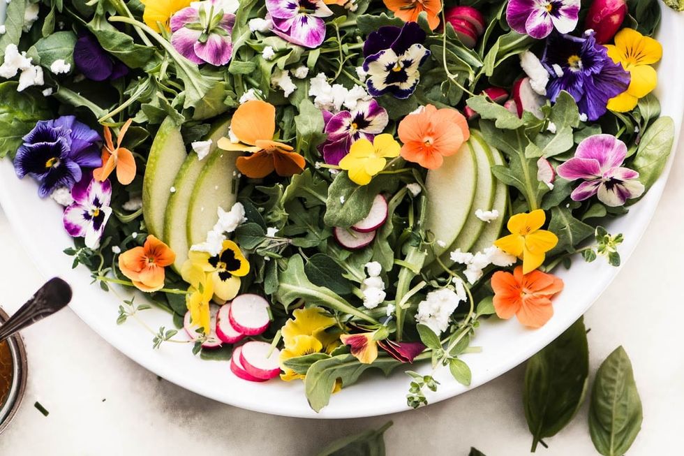 Pansy flower salad