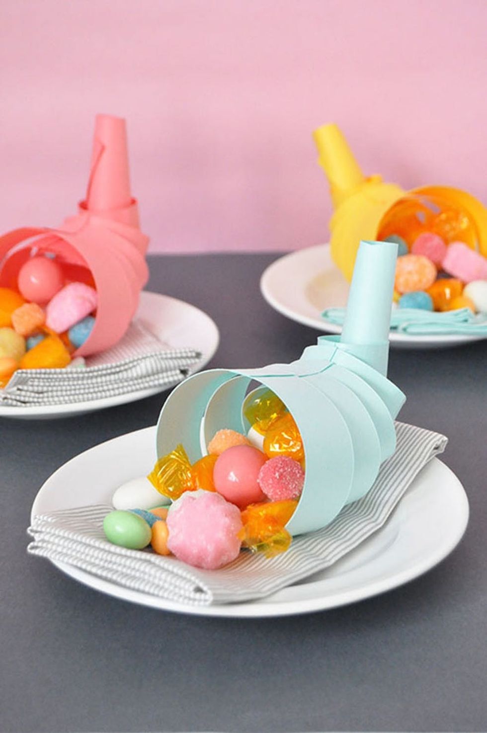 Paper Cornucopia Thanksgiving Table Decor Idea