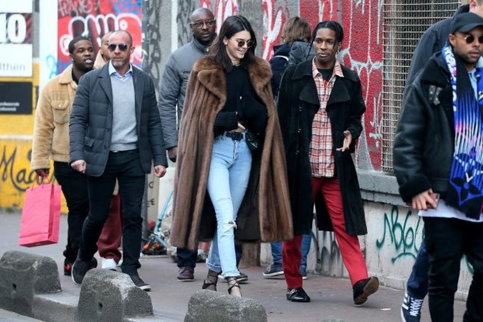 PARIS, FRANCE - JANUARY 22: Kendall Jenner sighting with Asap Rocky at a flea market on January 22, 2017 in Paris, France. (Photo by Pierre Suu/GC Images)