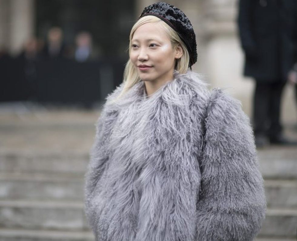 PARIS, FRANCE - JANUARY 24: Soo Joo Park seen in the streets of Paris after the Chanel Fashion Show during Haute Couture Fashion Week on January 24, 2017 in Paris, France. (Photo by Timur Emek/Getty Images)