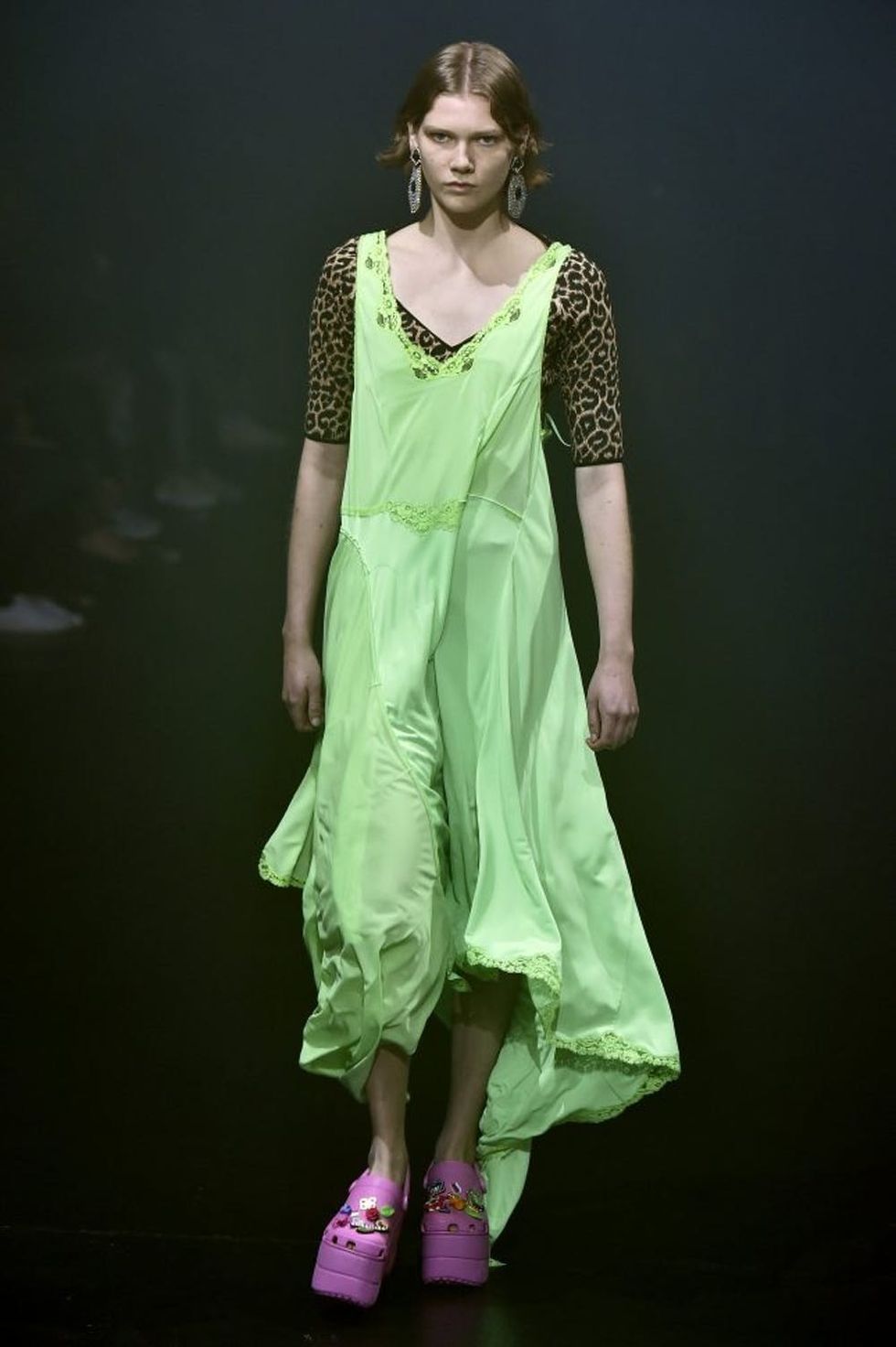 PARIS, FRANCE - OCTOBER 01: A model walks the runway at the Balenciaga Spring Summer 2018 fashion show during Paris Fashion Week on October 1, 2017 in Paris, France. (Photo by Catwalking/Getty Images)