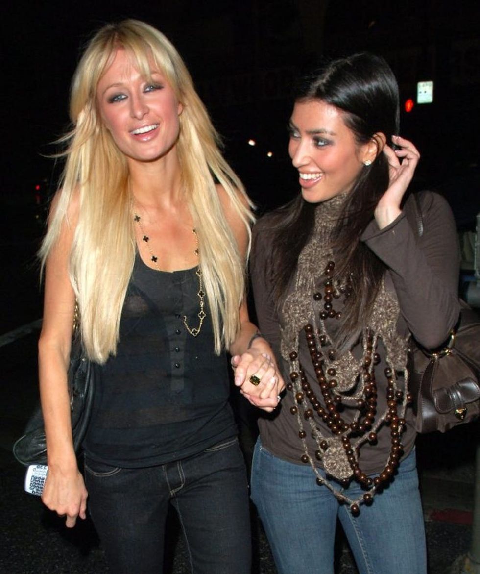 Paris Hilton and Kim Kardashian during Paris Hilton and Kim Kardashian Sighting in Los Angeles - January 3, 2007 at Teddy's in Los Angeles, California, United States. (Photo by Chris Wolf/FilmMagic)