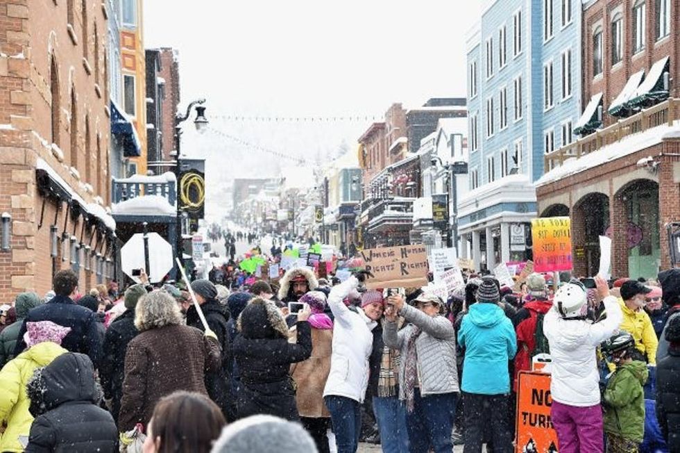 PARK CITY, UT - JANUARY 21: Marchers during the Women's March on Main Street Park City on January 21, 2017 in Park City, Utah. (Photo by Alberto E. Rodriguez/Getty Images)