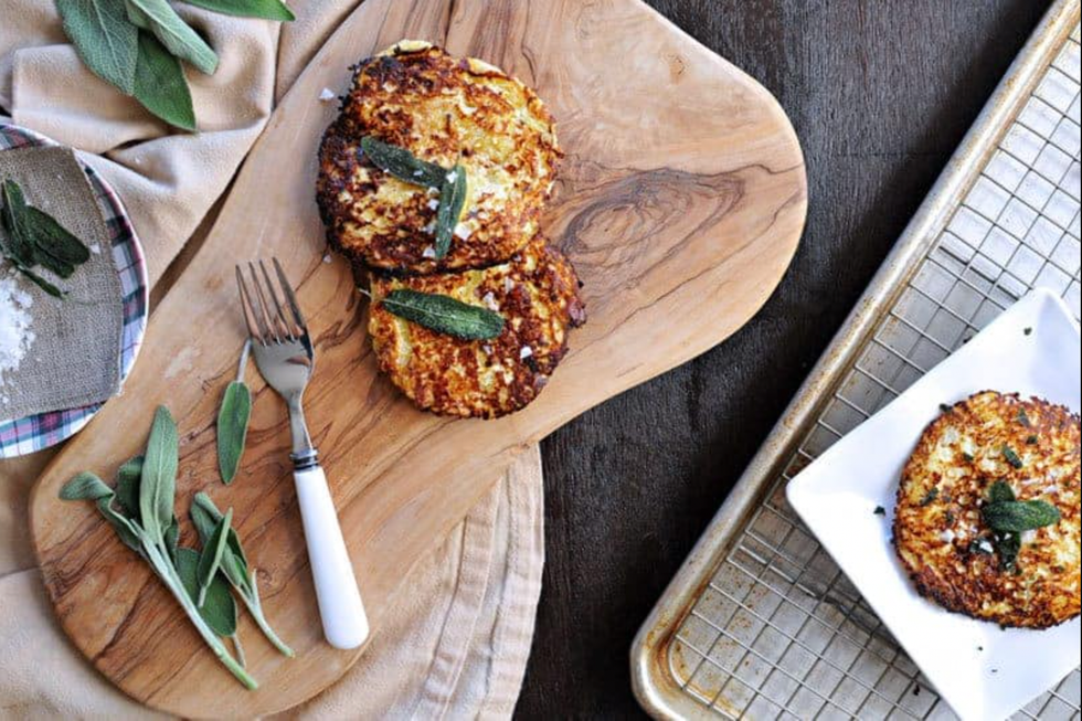 Parmesan-Ricotta Spaghetti Squash Fritters With Crispy Fried Sage